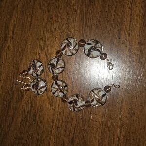 Local hand crafted glass earrings with matching bracelet